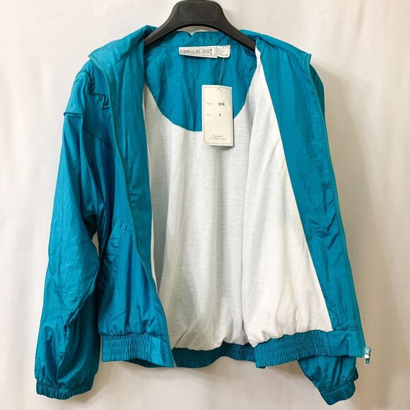 Santolina Sport SMALL Blue Nylon Jacket Full Zip Retro Embroidery Lightweight - Picture 9 of 12